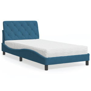 vidaXL Bed met matras fluweel blauw 100x200 cm