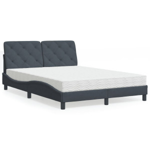 vidaXL Bed met matras fluweel donkergrijs 120x200 cm