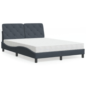 vidaXL Bed met matras fluweel donkergrijs 140x190 cm