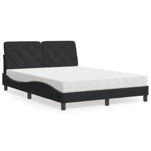 vidaXL Bed met matras fluweel zwart 140x200 cm