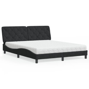 vidaXL Bed met matras fluweel zwart 160x200 cm