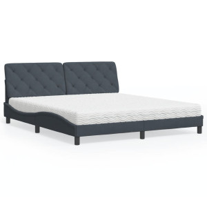 vidaXL Bed met matras fluweel donkergrijs 180x200 cm