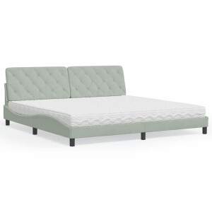 vidaXL Bed met matras fluweel lichtgrijs 200x200 cm