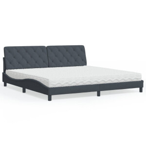 vidaXL Bed met matras fluweel donkergrijs 200x200 cm