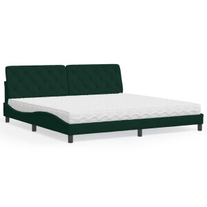 vidaXL Bed met matras fluweel donkergroen 200x200 cm