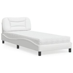 vidaXL Bed met matras "Hvar" kunstleer wit 80x200 cm