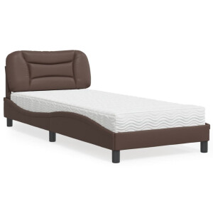 vidaXL Bed met matras "Hvar" kunstleer bruin 80x200 cm