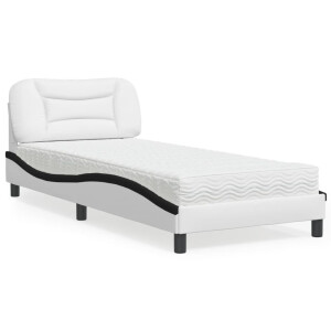 vidaXL Bed met matras "Hvar" kunstleer zwart en wit 80x200 cm