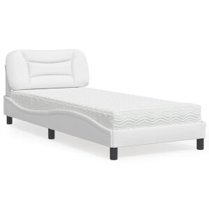 vidaXL Bed met matras "Hvar" kunstleer wit 90x190 cm