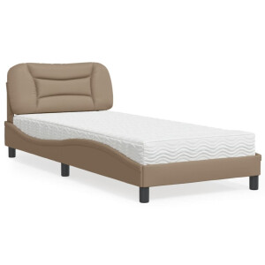 vidaXL Bed met matras "Hvar" kunstleer cappuccinokleurig 90x190 cm