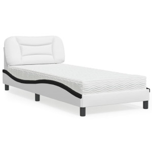 vidaXL Bed met matras kunstleer zwart en wit 90x200 cm