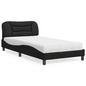 vidaXL Bed met matras "Hvar" kunstleer zwart 100x200 cm