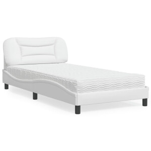vidaXL Bed met matras "Hvar" kunstleer wit 100x200 cm