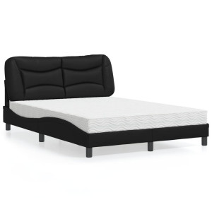 vidaXL Bed met matras kunstleer zwart 120x200 cm