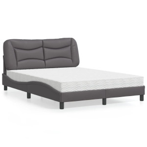 vidaXL Bed met matras kunstleer grijs 120x200 cm