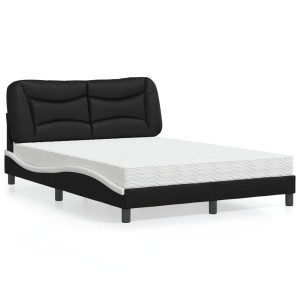 vidaXL Bed met matras kunstleer zwart en wit 120x200 cm