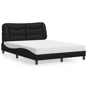 vidaXL Bed met matras "Hvar" kunstleer zwart 140x200 cm