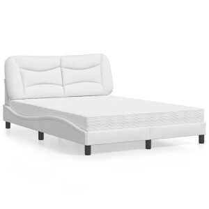 vidaXL Bed met matras "Hvar" kunstleer wit 140x200 cm