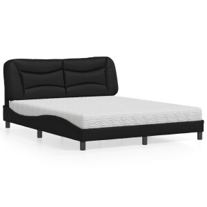vidaXL Bed met matras "Hvar" kunstleer zwart 160x200 cm