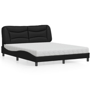 vidaXL Bed met matras kunstleer zwart 160x200 cm