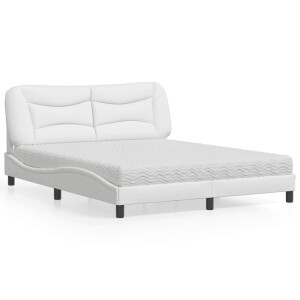 vidaXL Bed met matras "Hvar" kunstleer wit 160x200 cm
