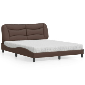 vidaXL Bed met matras "Hvar" kunstleer bruin 160x200 cm