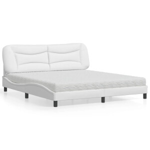 vidaXL Bed met matras "Hvar" kunstleer wit 180x200 cm