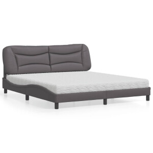 vidaXL Bed met matras "Hvar" kunstleer grijs 180x200 cm
