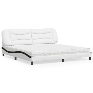 vidaXL Bed met matras "Hvar" kunstleer wit en zwart 200x200 cm