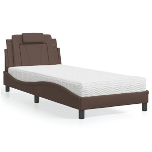 vidaXL Bed met matras kunstleer bruin 80x200 cm