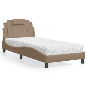 vidaXL Bed "Viana" met matras kunstleer cappuccinokleurig 90x190 cm