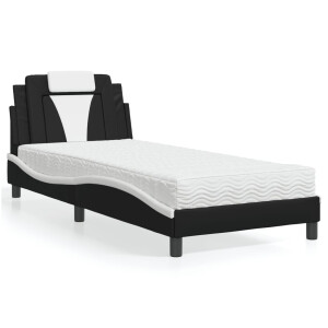 vidaXL Bed "Viana" met matras kunstleer zwart en wit 90x190 cm