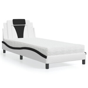 vidaXL Bed "Viana" met matras kunstleer wit en zwart 90x190 cm