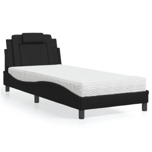 vidaXL Bed met matras kunstleer zwart 90x200 cm