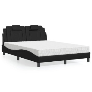 vidaXL Bed met matras kunstleer zwart 120x200 cm