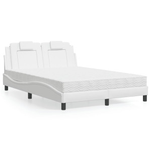 vidaXL Bed met matras kunstleer wit 120x200 cm