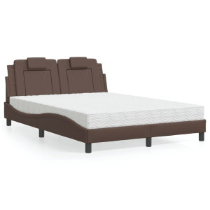 vidaXL Bed met matras kunstleer bruin 120x200 cm