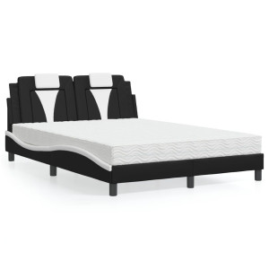 vidaXL Bed met matras kunstleer zwart en wit 120x200 cm