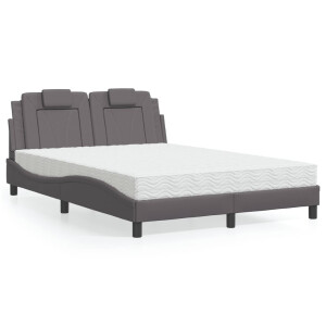 vidaXL Bed "Viana" met matras kunstleer grijs 140x190 cm