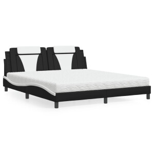 vidaXL Bed "Viana" met matras kunstleer zwart en wit 180x200 cm