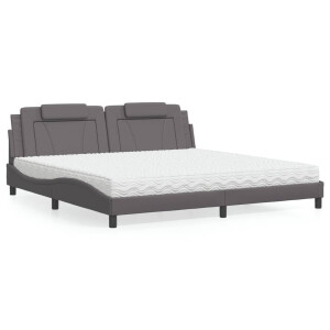 vidaXL Bed "Viana" met matras kunstleer grijs 200x200 cm