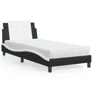 vidaXL Bedframe zonder matras "Zadar" kunstleer zwart en wit 80x200 cm