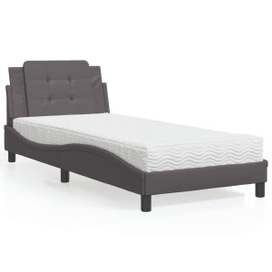 vidaXL Bedframe zonder matras "Zadar" kunstleer grijs 90x190 cm
