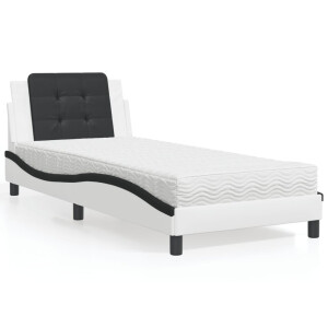 vidaXL Bedframe zonder matras "Zadar" kunstleer wit en zwart 90x190 cm