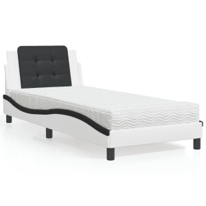 vidaXL Bedframe zonder matras "Zadar" kunstleer wit en zwart 100x200 cm