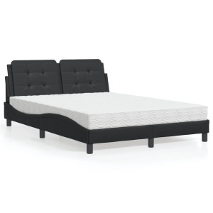 vidaXL Bed met matras kunstleer zwart 120x200 cm