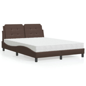 vidaXL Bed met matras kunstleer bruin 120x200 cm