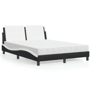 vidaXL Bed met matras kunstleer zwart en wit 120x200 cm