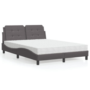 vidaXL Bedframe zonder matras "Zadar" kunstleer grijs 140x190 cm