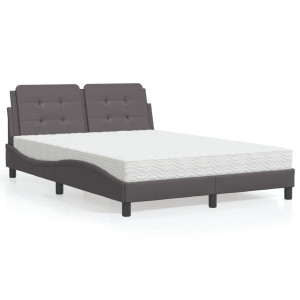 vidaXL Bed met matras "Zadar" kunstleer grijs 140x200 cm